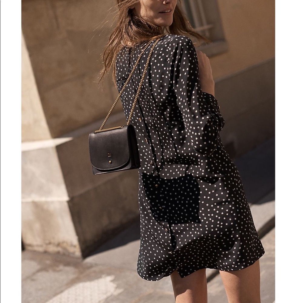 Madewell Star Silk Button Back Long Sleeve Dress